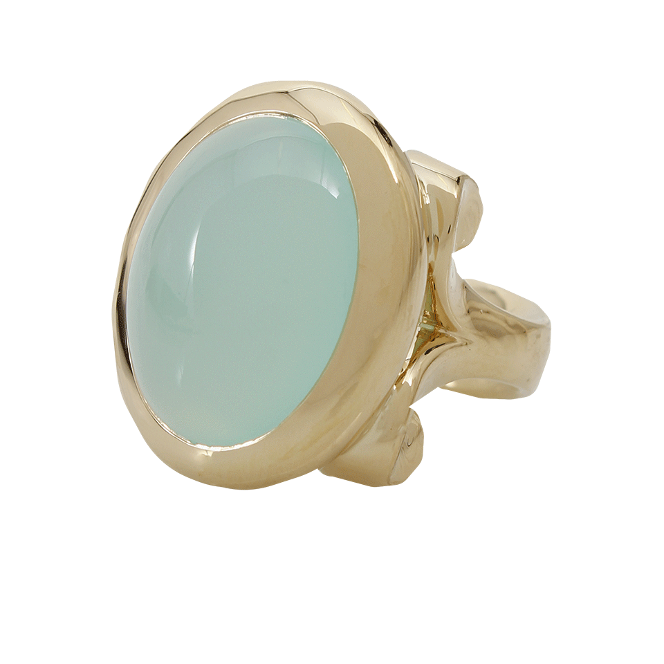 TAMARA COMOLLI-Aqua Chalcedony Small Hippie Glam Ring-YELLOW GOLD