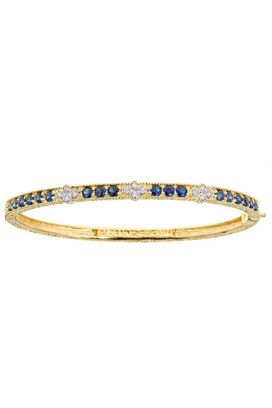 TANYA FARAH-Diamond and Blue Sapphire Bangle-YELLOW GOLD
