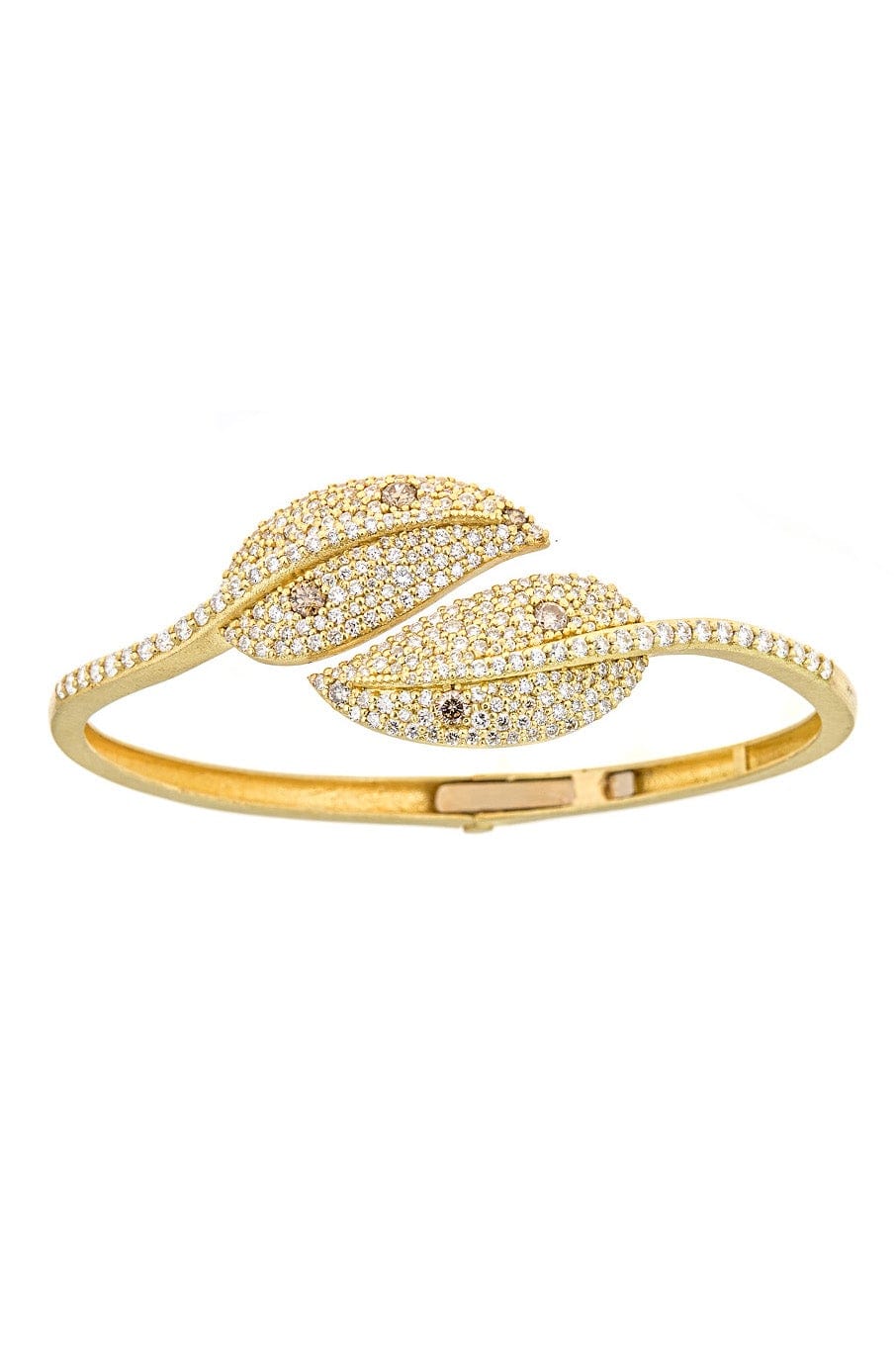 TANYA FARAH-Diamond Leaf Wrap Bracelet-YELLOW GOLD