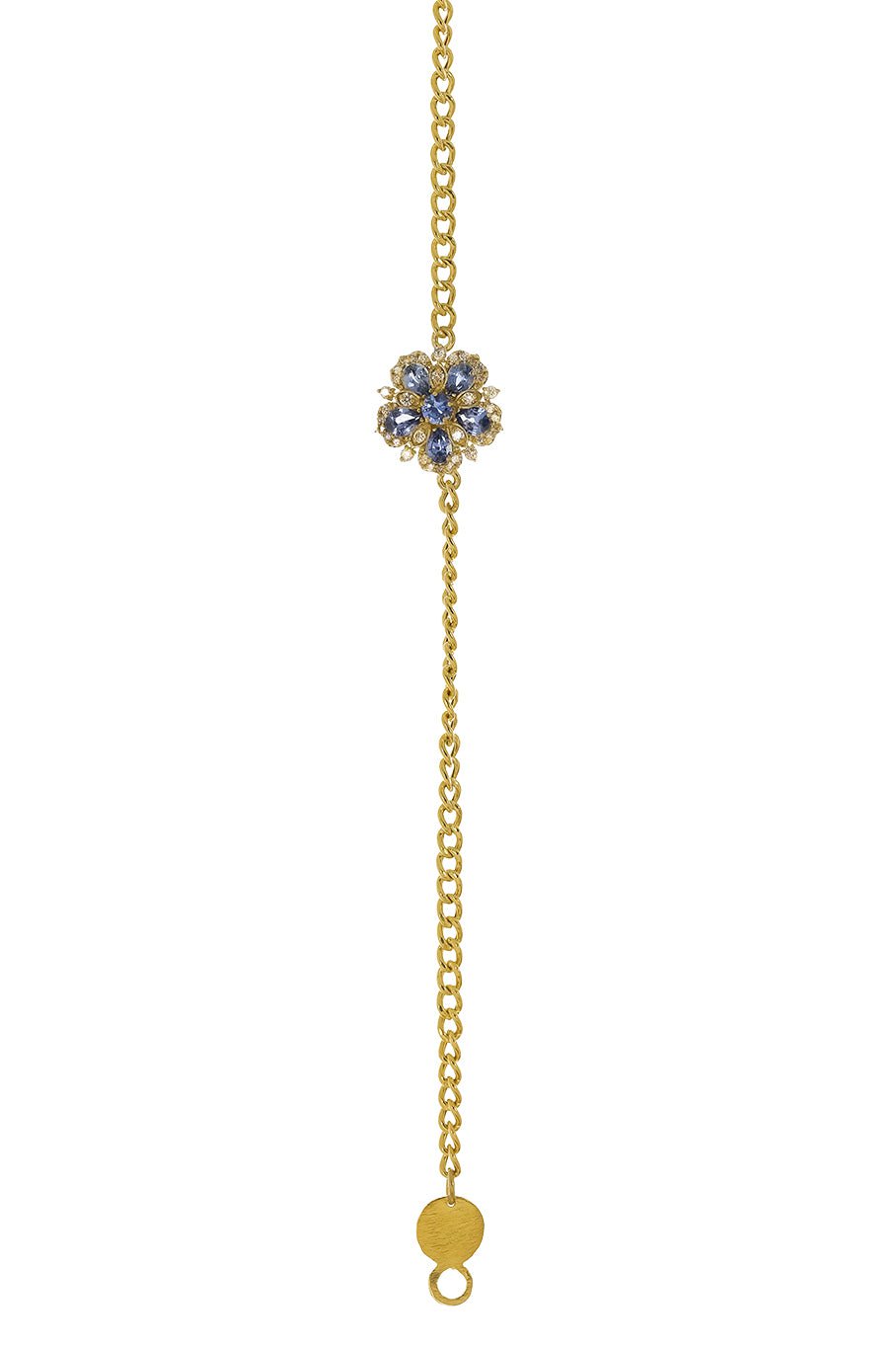 TANYA FARAH-Jasmine Bloom Ceylon Sapphire & Diamond Station Bracelet-YELLOW GOLD
