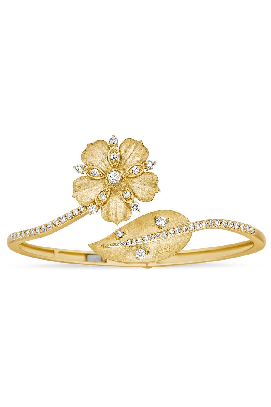 TANYA FARAH-Jasmine Bloom Tala Flower Leaf Wrap Bangle-YELLOW GOLD