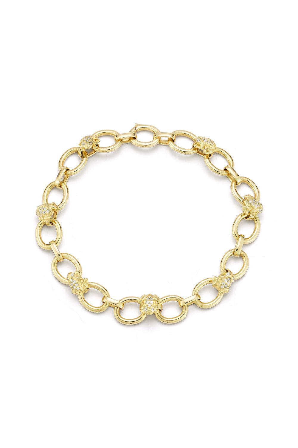 Large Tree of Life Diamond Frog Link Bracelet-YELLOW GOLD-JEWELRYFINE JEWELBRACELET O-TANYA FARAH
