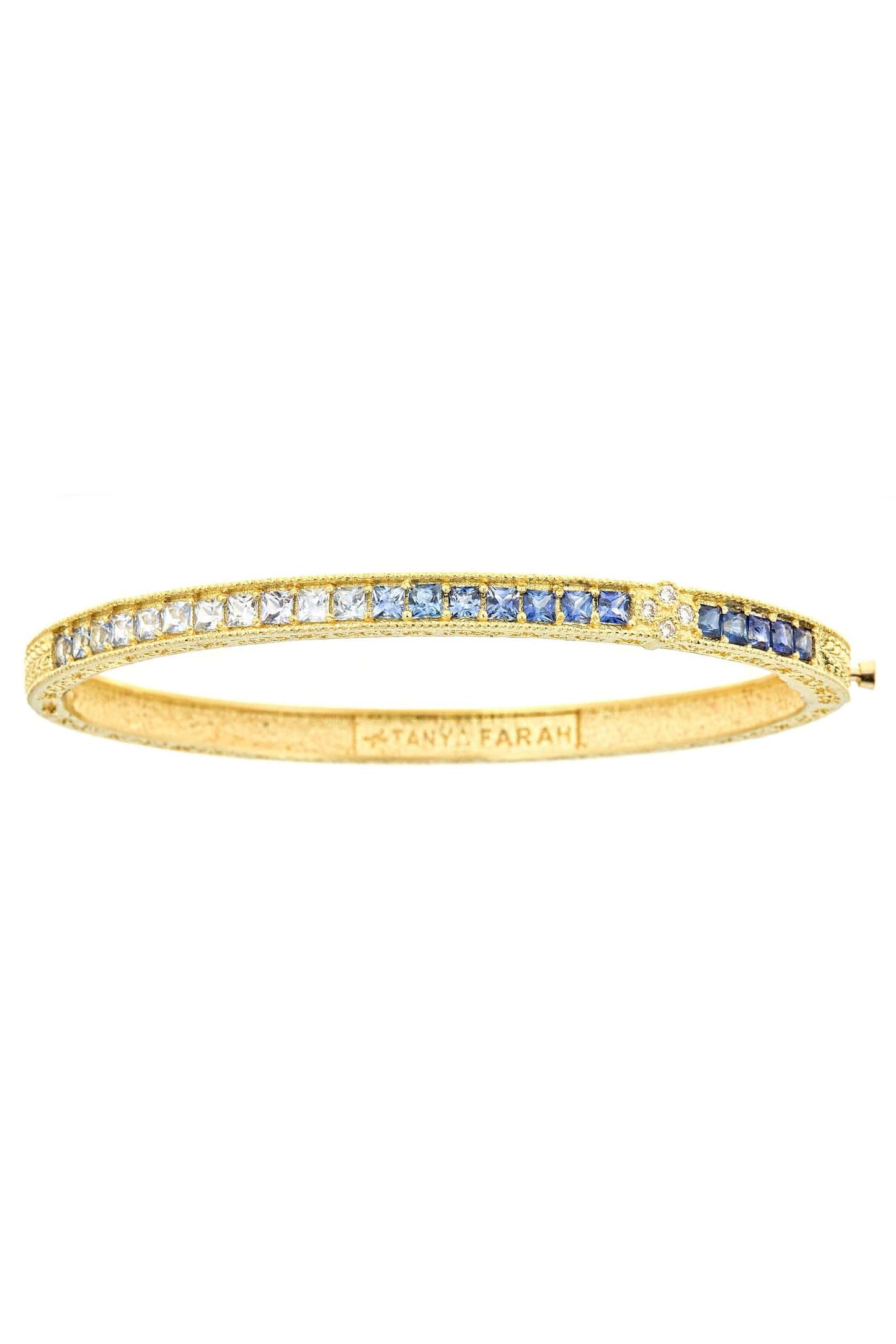 TANYA FARAH-Ombre Blue Sapphire Bangle-YELLOW GOLD