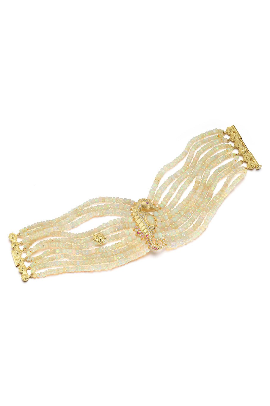 TANYA FARAH-Seahorse Beaded Bracelet-YELLOW GOLD