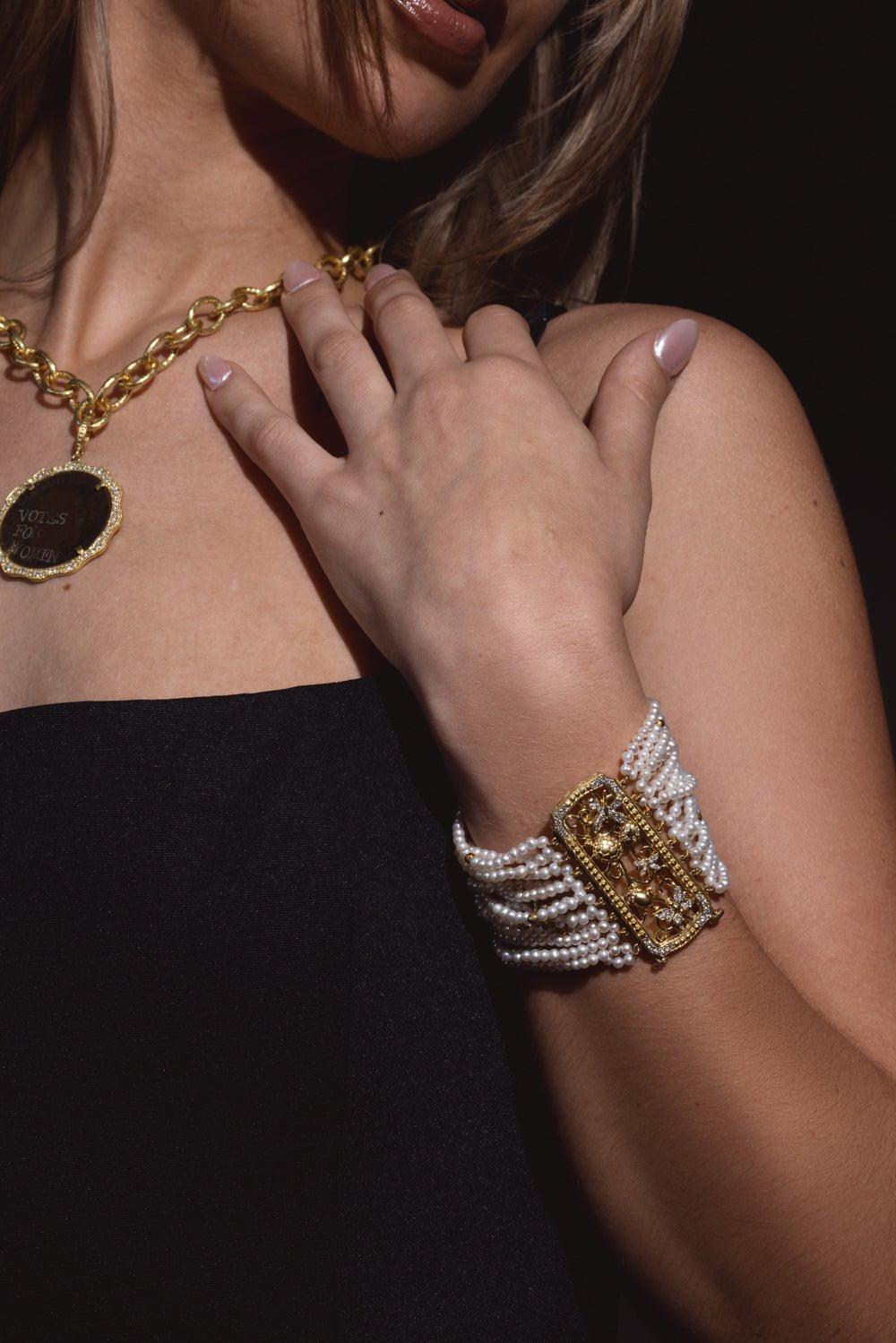 TANYA FARAH-Tree of Life Diamond Slide Bracelet-YELLOW GOLD