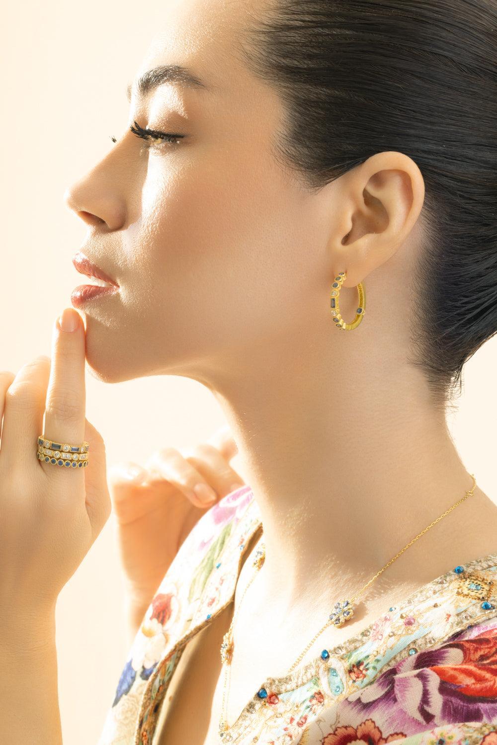 Ceylon Sapphire and Diamond Flower Station Necklace-YELLOW GOLD-JEWELRYFINE JEWELNECKLACE O-TANYA FARAH