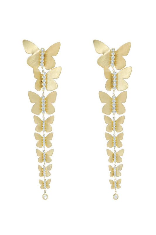 Diamond Cascading Butterfly Earrings-YELLOW GOLD-JEWELRYFINE JEWELEARRING-TANYA FARAH