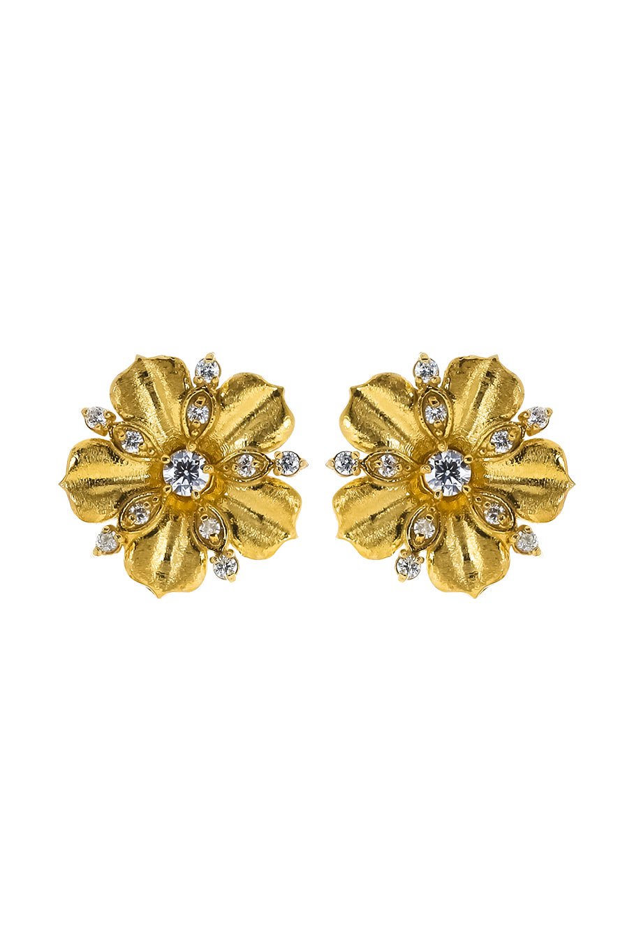 TANYA FARAH-Jasmine Bloom Tala Diamond Flower Stud Earrings-YELLOW GOLD