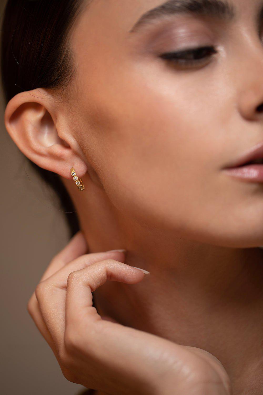 TANYA FARAH-Large Modern Etruscan Huggies-YELLOW GOLD