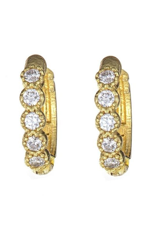 TANYA FARAH-Large Modern Etruscan Huggies-YELLOW GOLD
