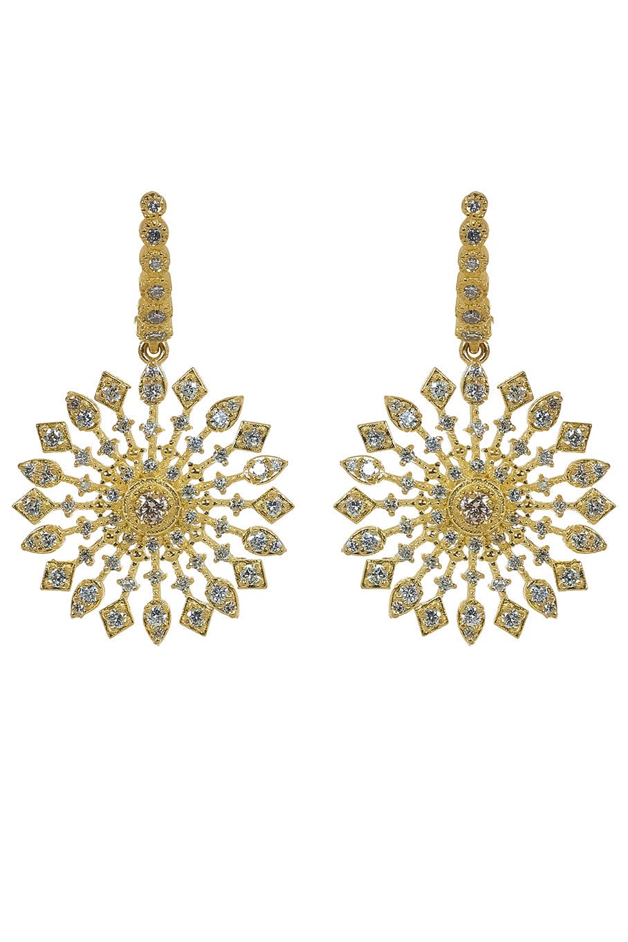 TANYA FARAH-Lattice Celestial Diamond Earrings-YELLOW GOLD