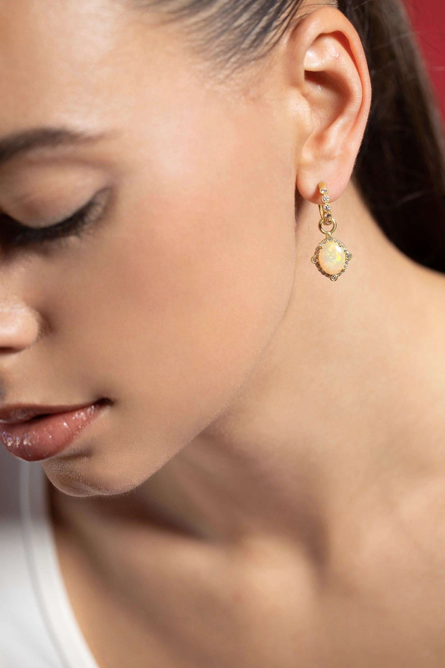 TANYA FARAH-Modern Etruscan Oval Ear Charms-YELLOW GOLD