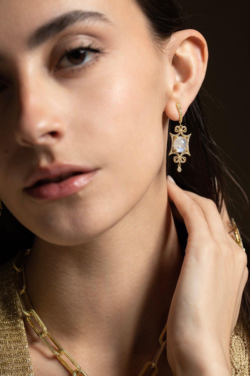 TANYA FARAH-Royal Scroll Earrings-YELLOW GOLD