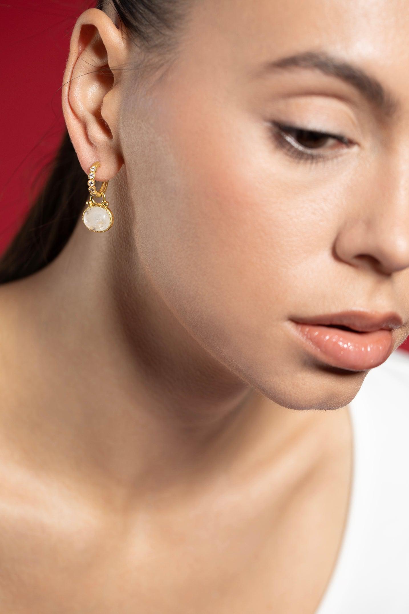 TANYA FARAH-Small Modern Etruscan Ear Charms-YELLOW GOLD