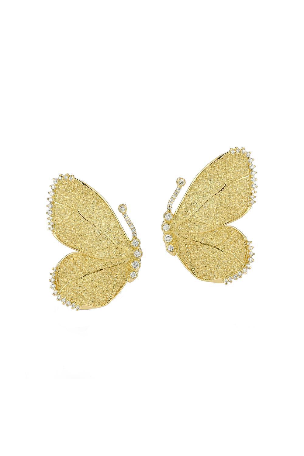 Textured Half Butterfly Wing Diamond Earrings