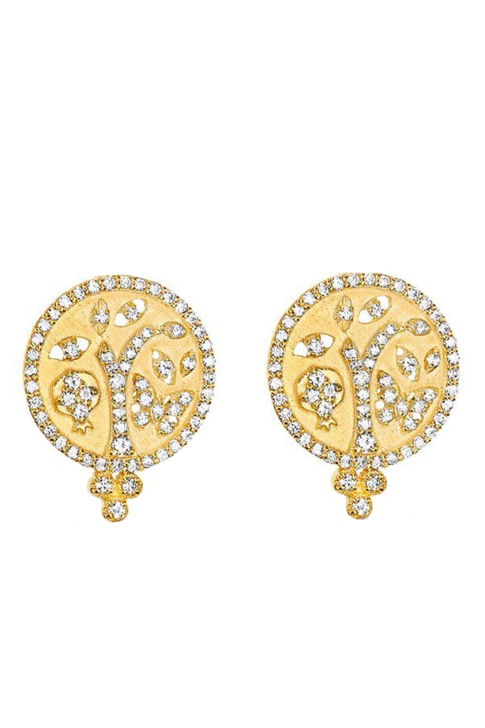 Tree of Life Diamond Disc Drop Earrings
