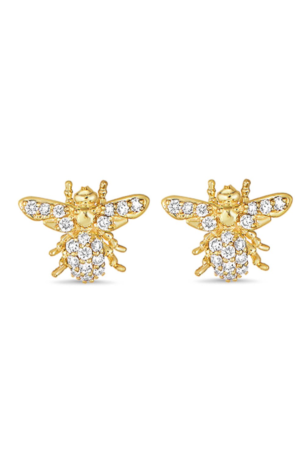 TANYA FARAH-Tree of Life Diamond Bee Stud Earrings-YELLOW GOLD