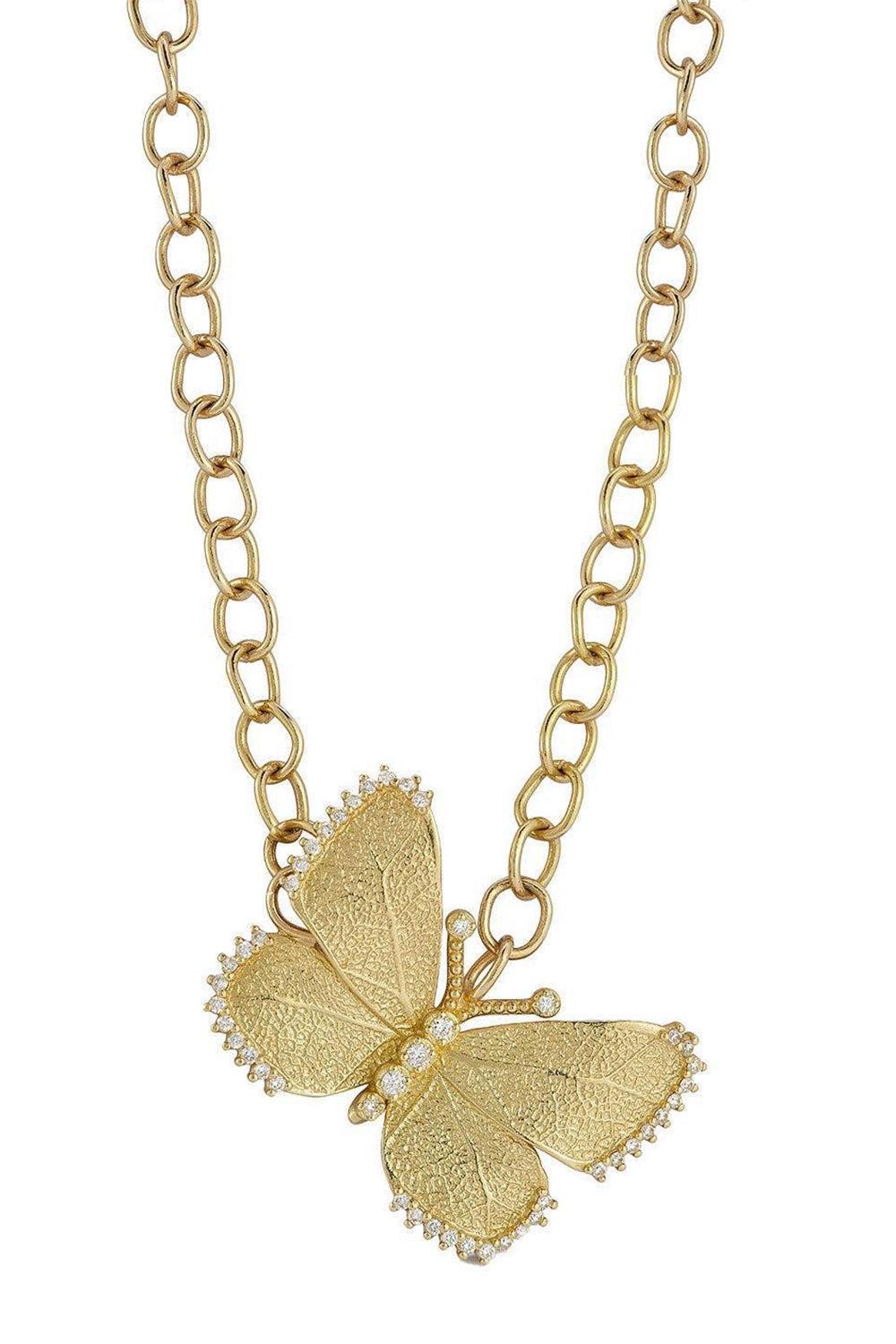 Medium Diamond Accent Butterfly Necklace-YELLOW GOLD-JEWELRYFINE JEWELNECKLACE O-TANYA FARAH