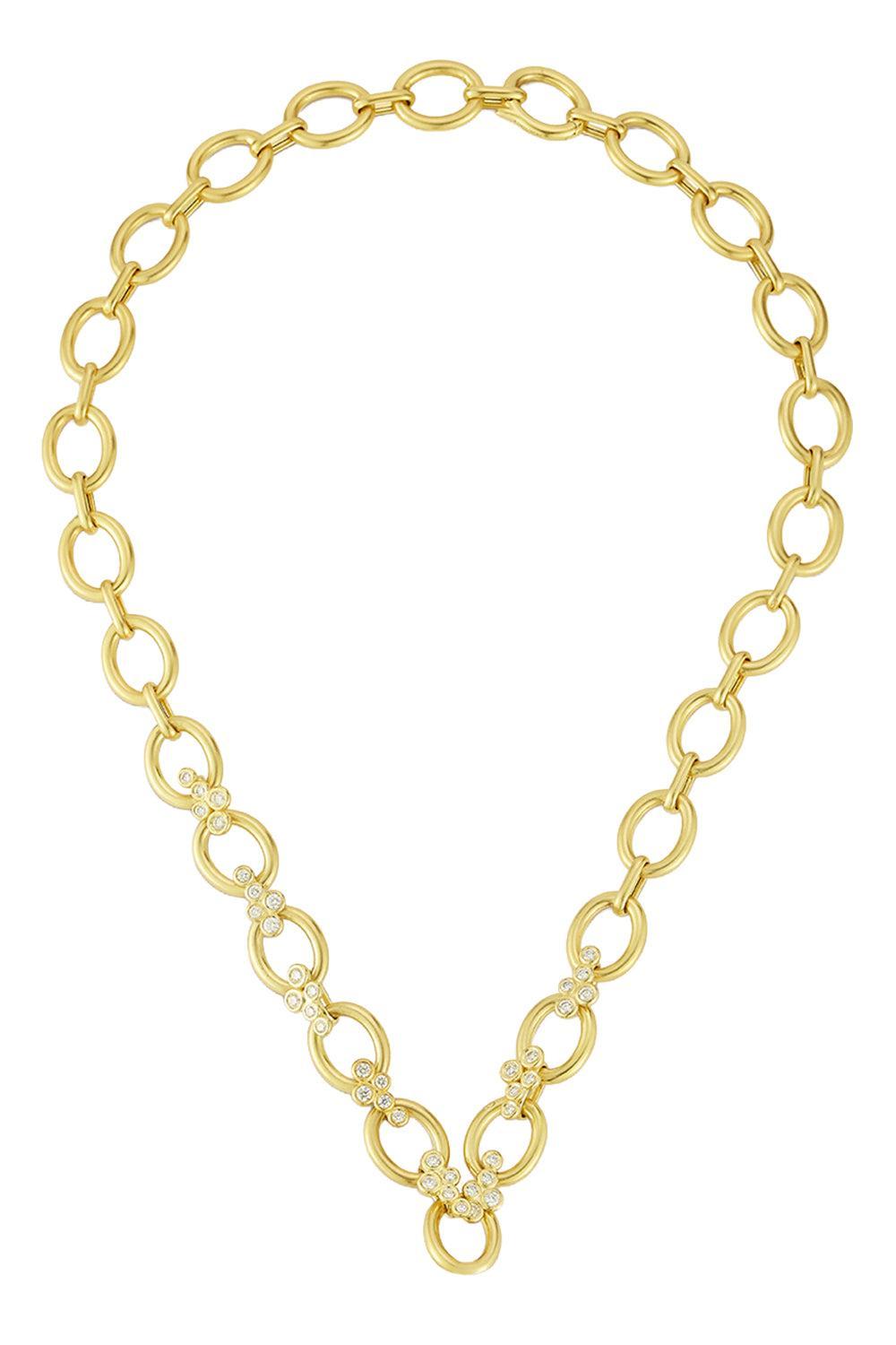  Diamond Cluster Link Necklace-YELLOW GOLD-17-JEWELRYFINE JEWELNECKLACE O-TANYA FARAH 