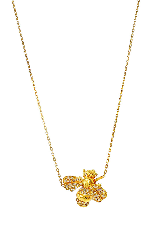 Diamond Bee Necklace-YELLOW GOLD-18-JEWELRYFINE JEWELNECKLACE O-TANYA FARAH