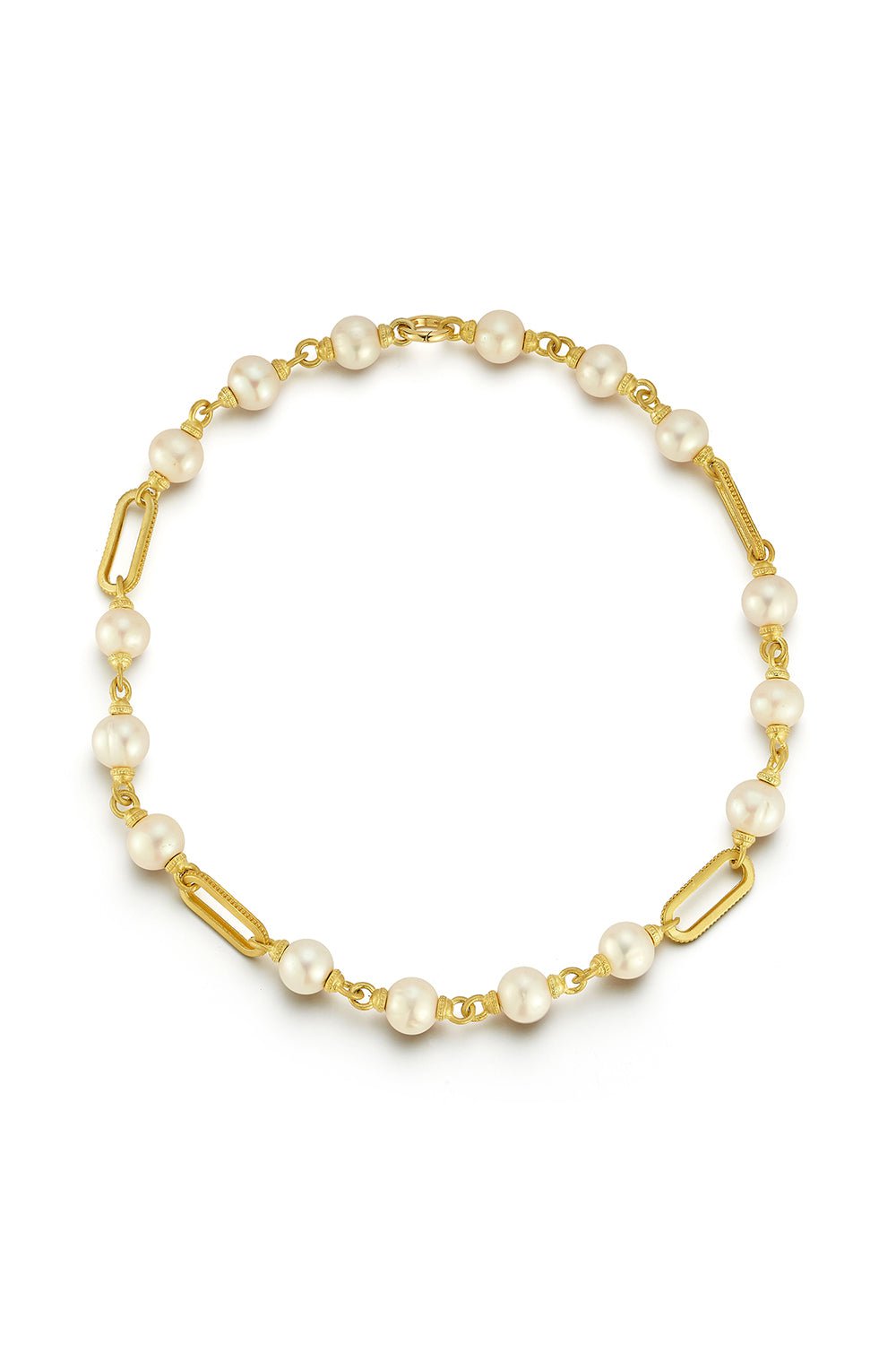 TANYA FARAH-Charm Catcher Pearl Necklace-YELLOW GOLD