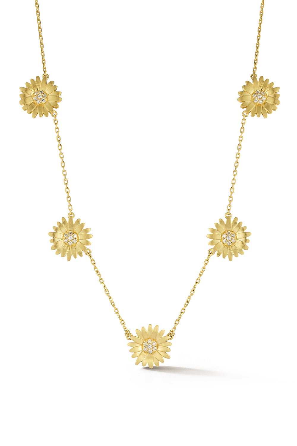 TANYA FARAH-Daisy 5 Station Diamond Necklace-YELLOW GOLD
