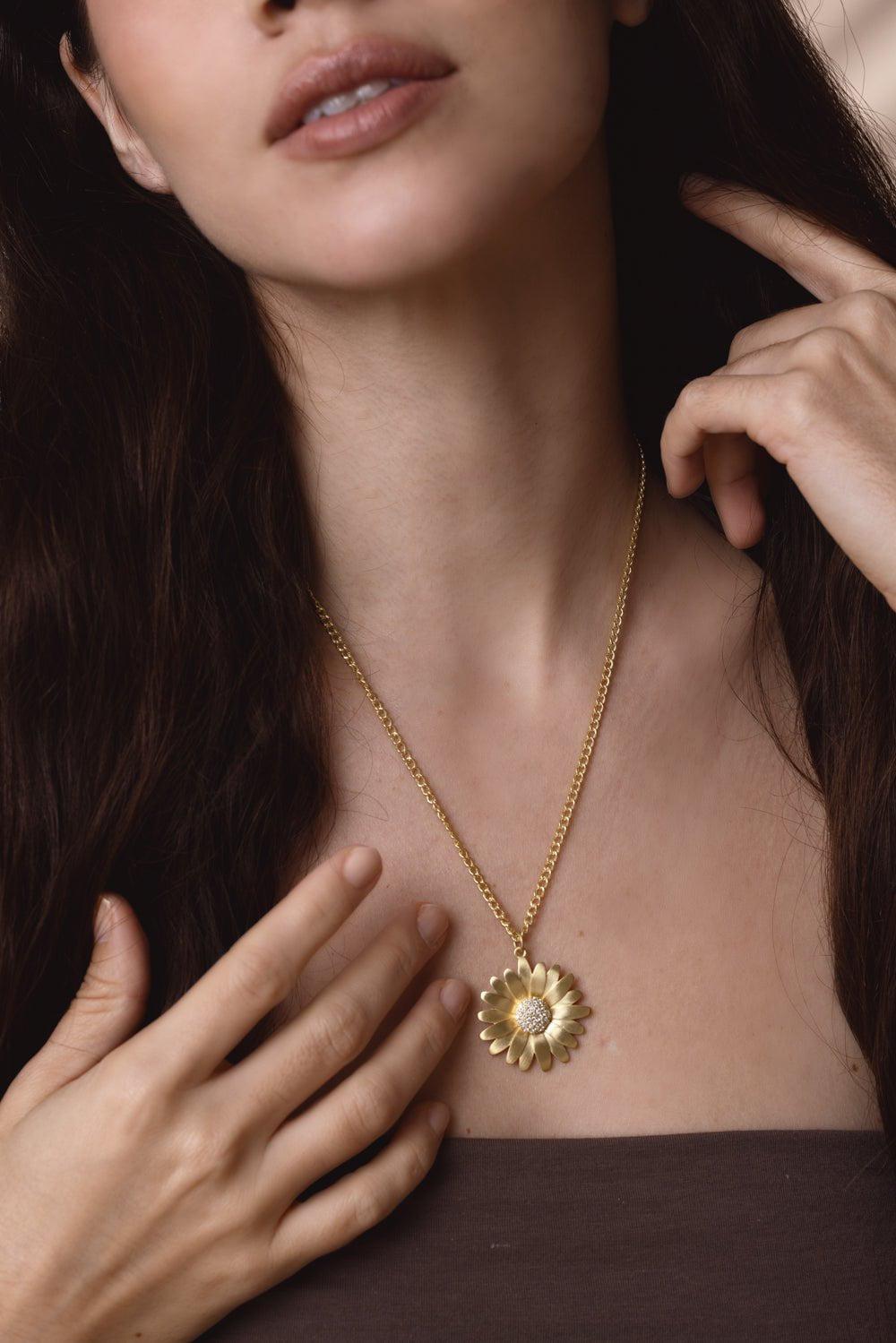 TANYA FARAH-Daisy Diamond Necklace-YELLOW GOLD