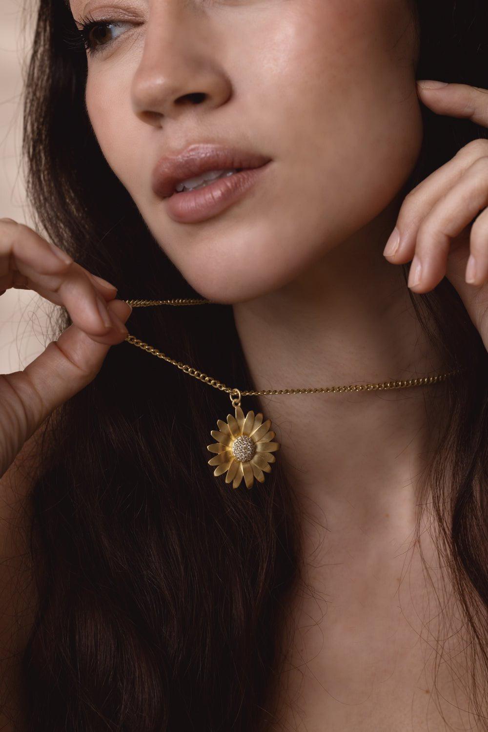 TANYA FARAH-Daisy Diamond Necklace-YELLOW GOLD