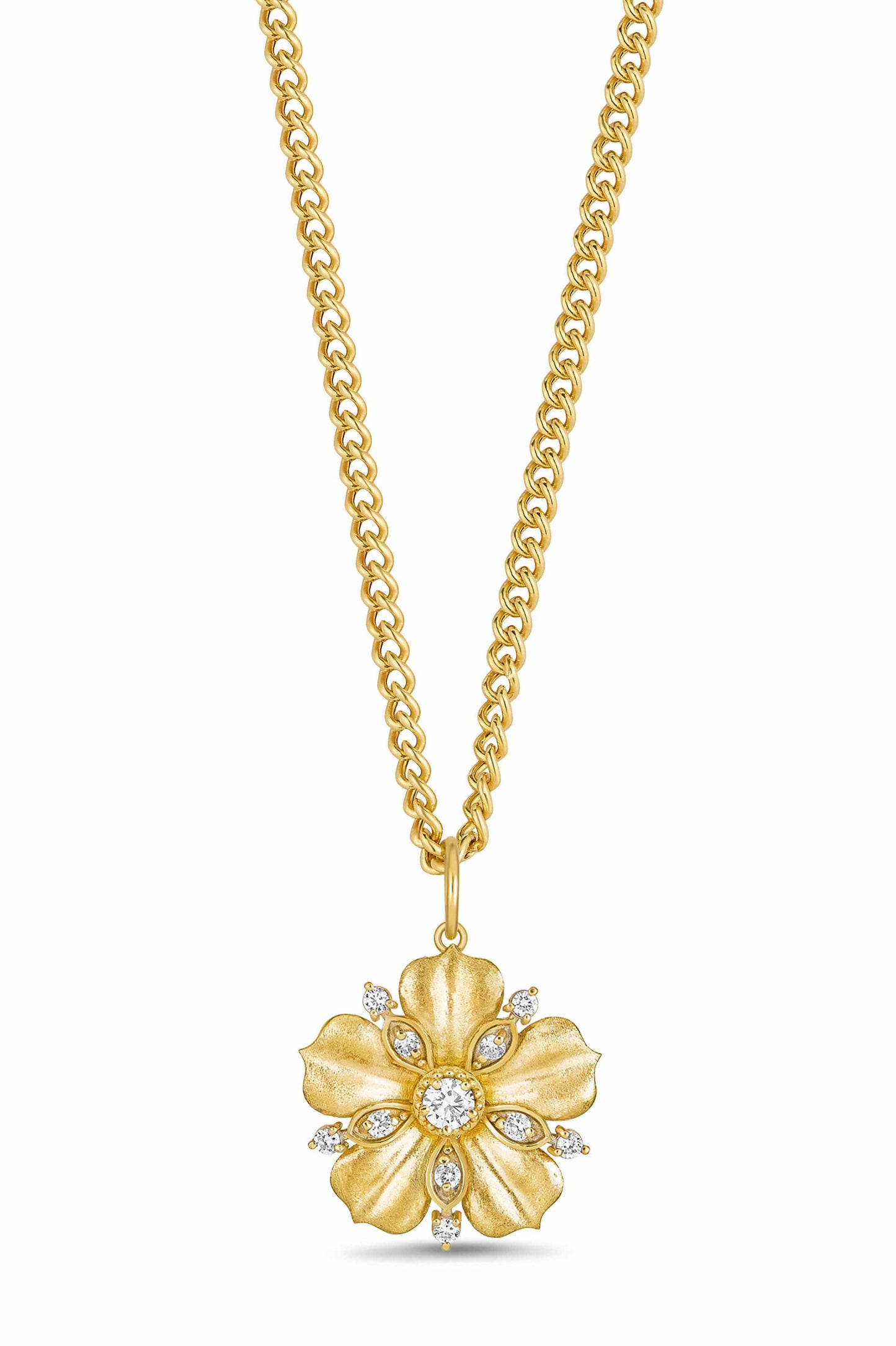 TANYA FARAH-Jasmine Bloom Tala Diamond Flower Necklace-YELLOW GOLD
