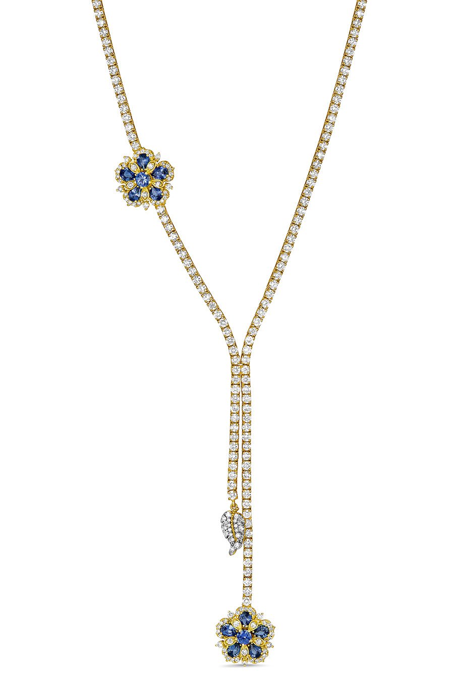TANYA FARAH-Jasmine Bloom Tennis Necklace-YELLOW GOLD