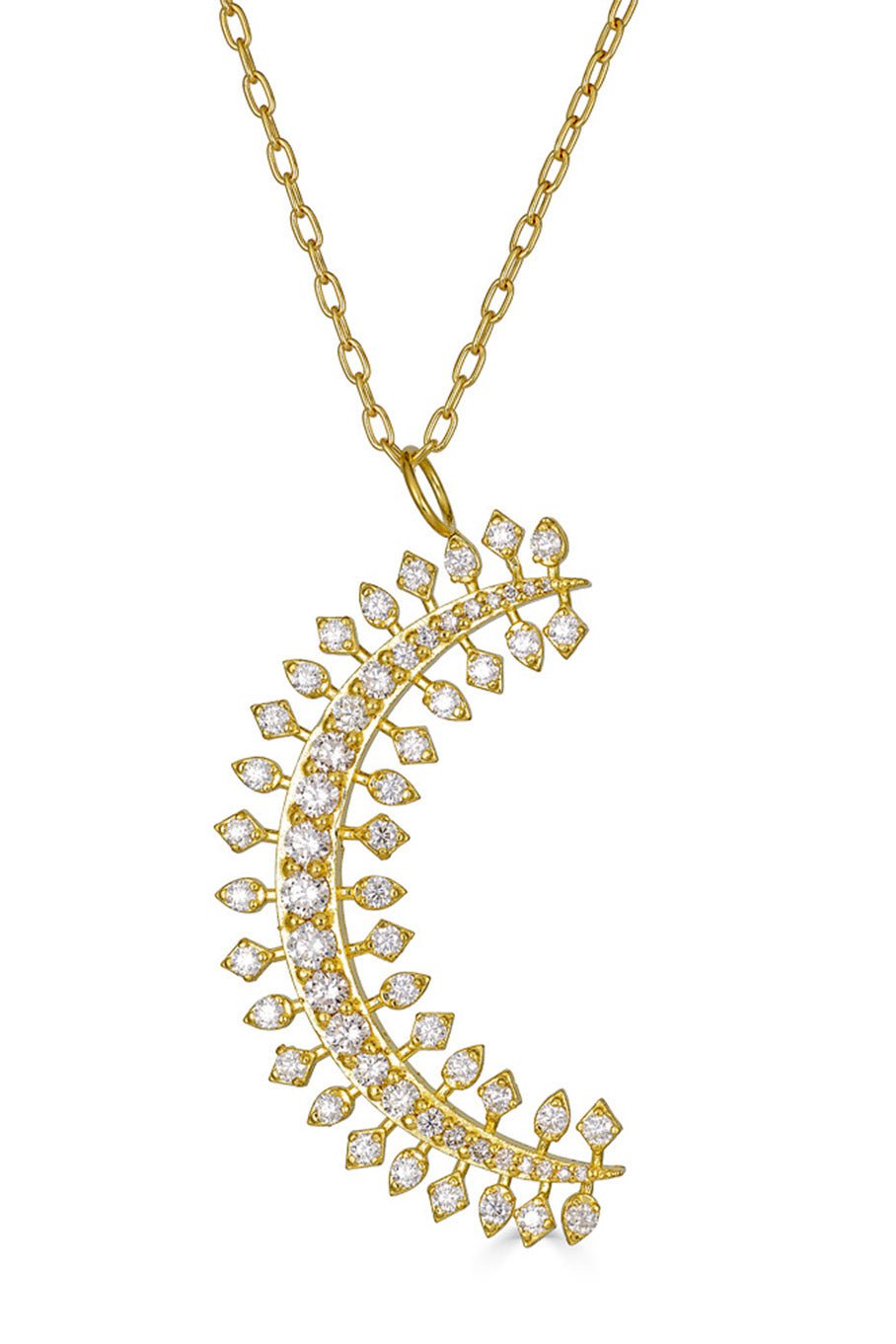 TANYA FARAH-Large Moonburst Necklace-YELLOW GOLD
