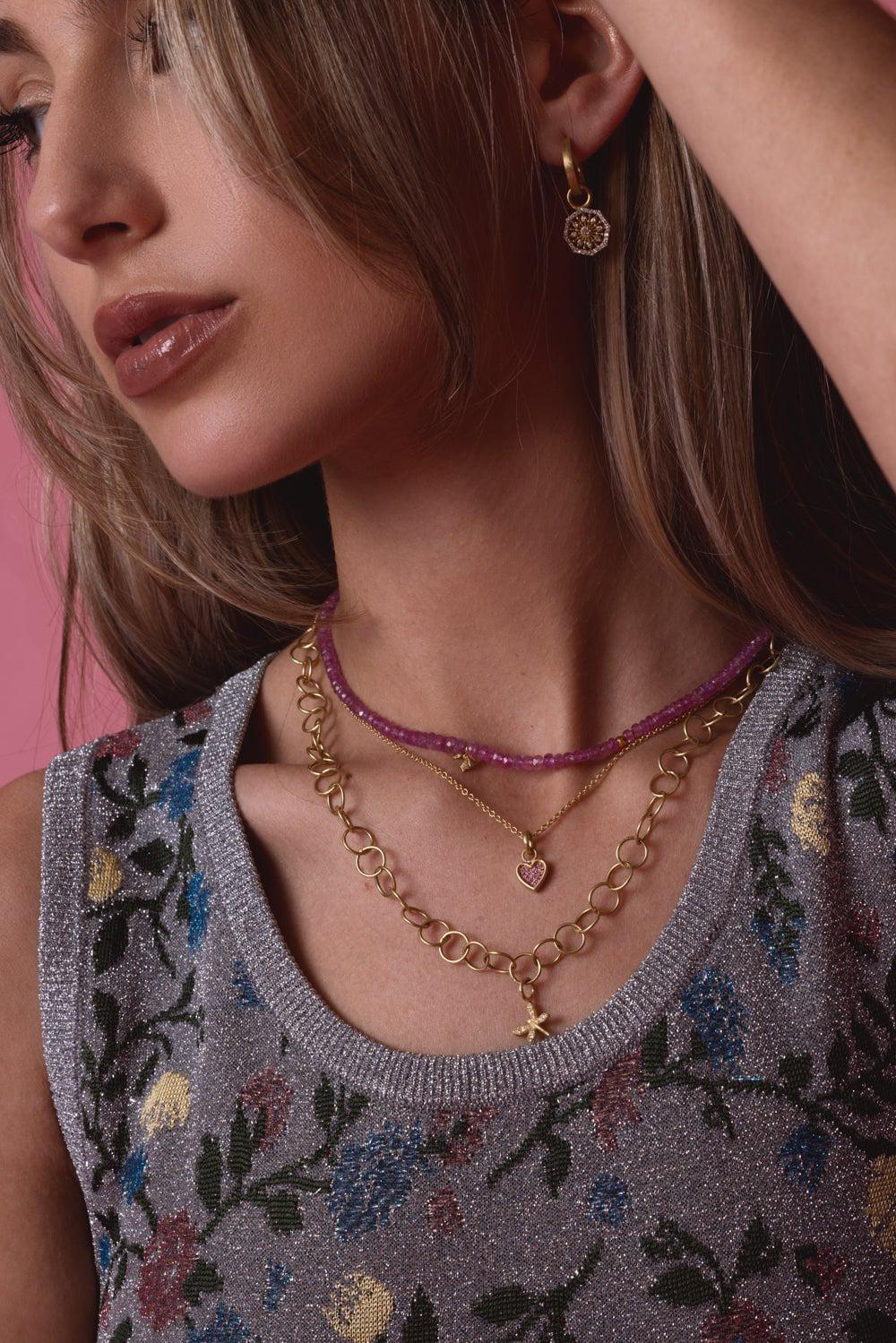 TANYA FARAH-Modern Estrucan Diamond Dragonfly Loop Necklace-YELLOW GOLD