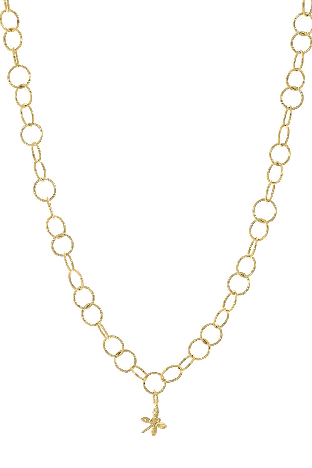 TANYA FARAH-Modern Estrucan Diamond Dragonfly Loop Necklace-YELLOW GOLD