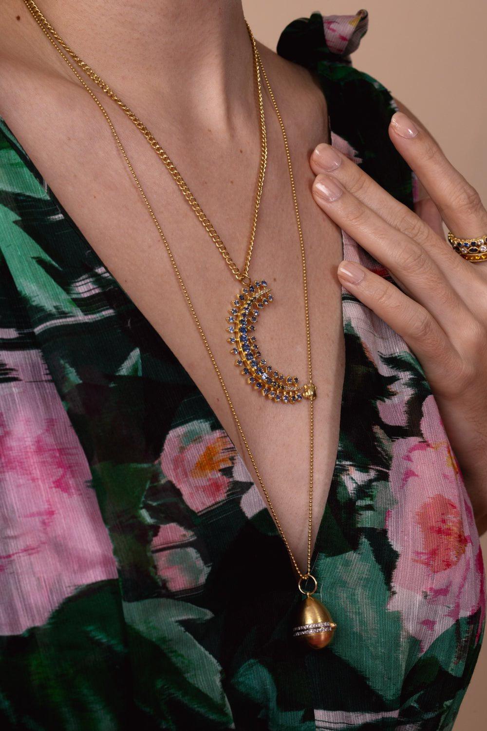 TANYA FARAH-Moonburst Blue Sapphire Necklace-YELLOW GOLD