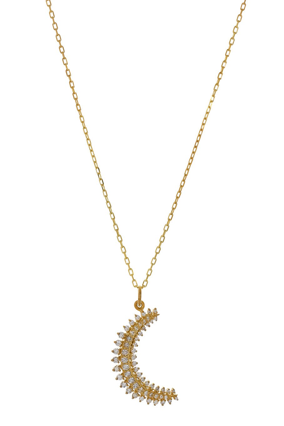 TANYA FARAH-Moonburst Diamond Crescent Necklace-YELLOW GOLD