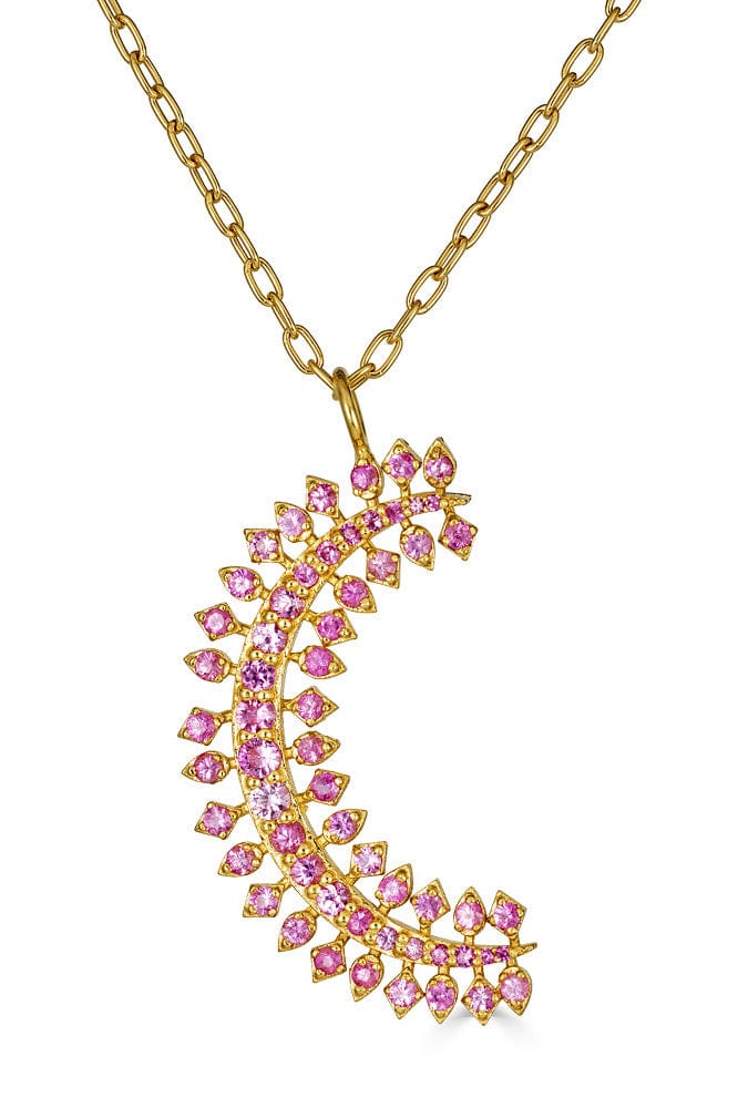 TANYA FARAH-Moonburst Pink Sapphire Crescent Necklace-YELLOW GOLD