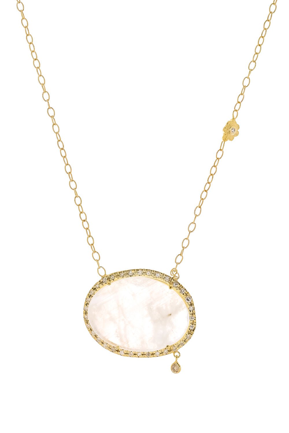 TANYA FARAH-Moonstone Diamond Pendant Necklace-YELLOW GOLD