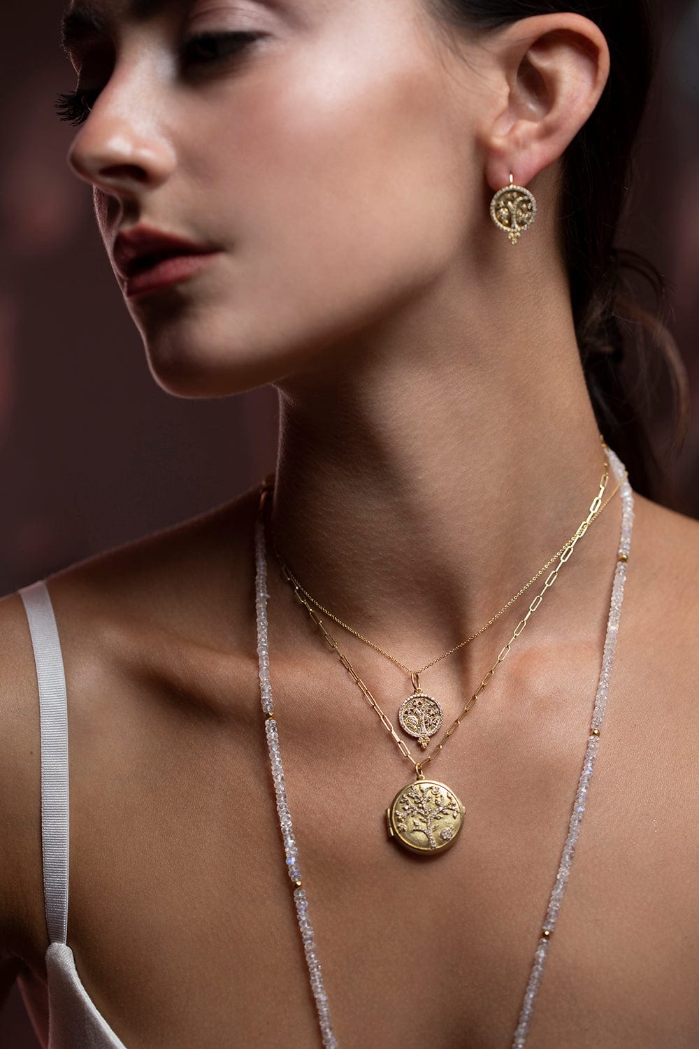 TANYA FARAH-Small Tree of Life Necklace-YELLOW GOLD