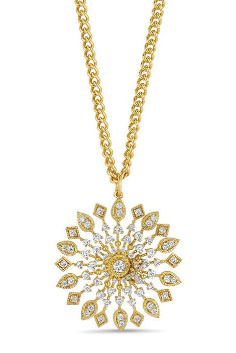 TANYA FARAH-Sunburst Diamond Necklace-YELLOW GOLD