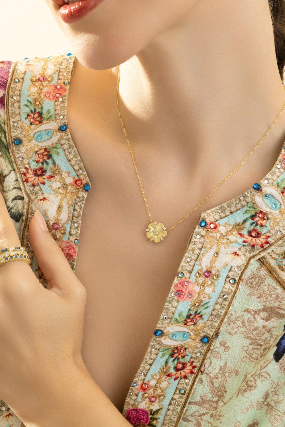 Tala Diamond Jasmine Bloom Pendant-YELLOW GOLD-JEWELRYFINE JEWELNECKLACE O-TANYA FARAH