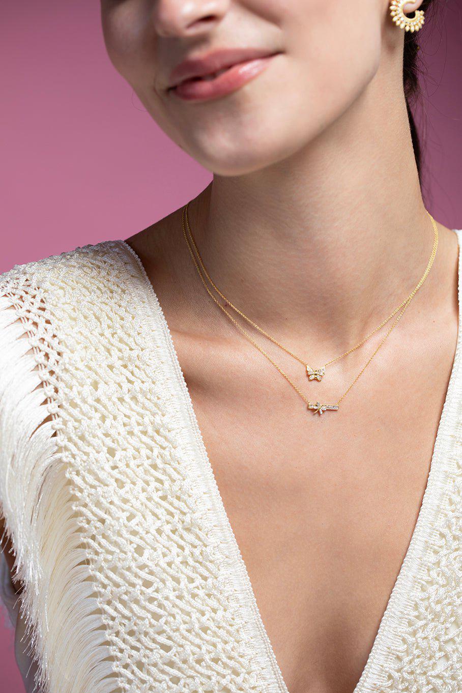 TANYA FARAH-Tree of Life Diamond Butterfly Necklace-YELLOW GOLD