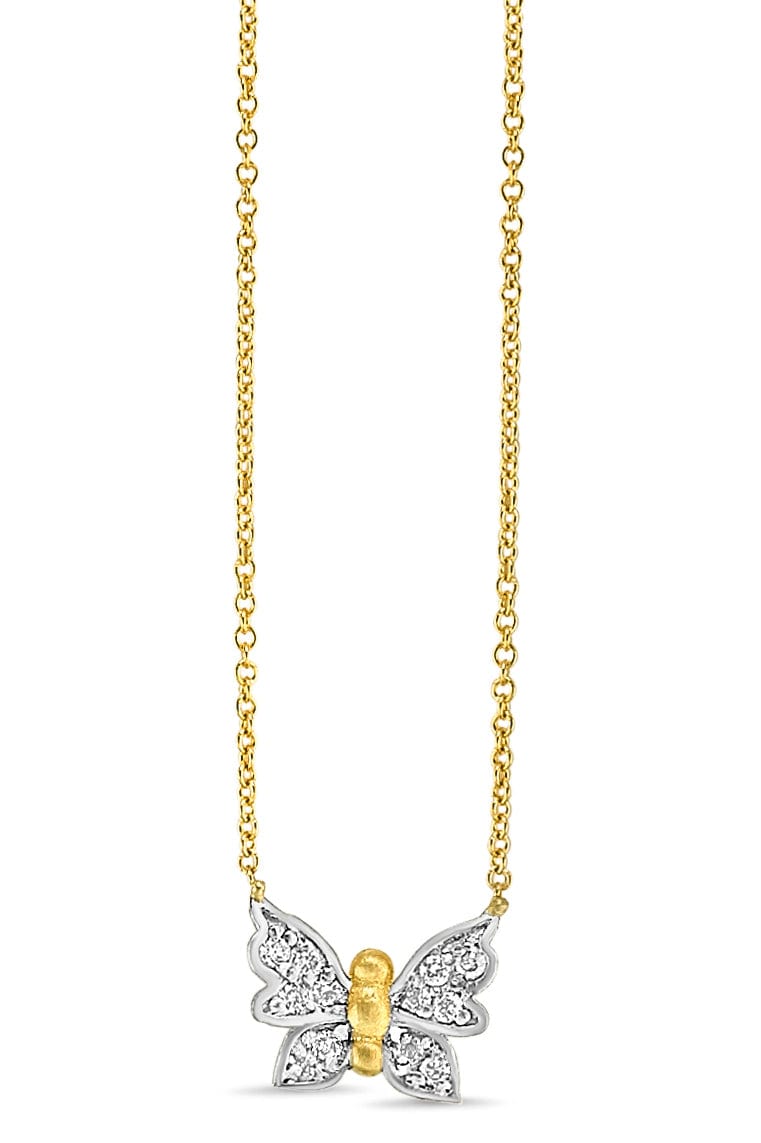 TANYA FARAH-Tree of Life Diamond Butterfly Necklace-YELLOW GOLD