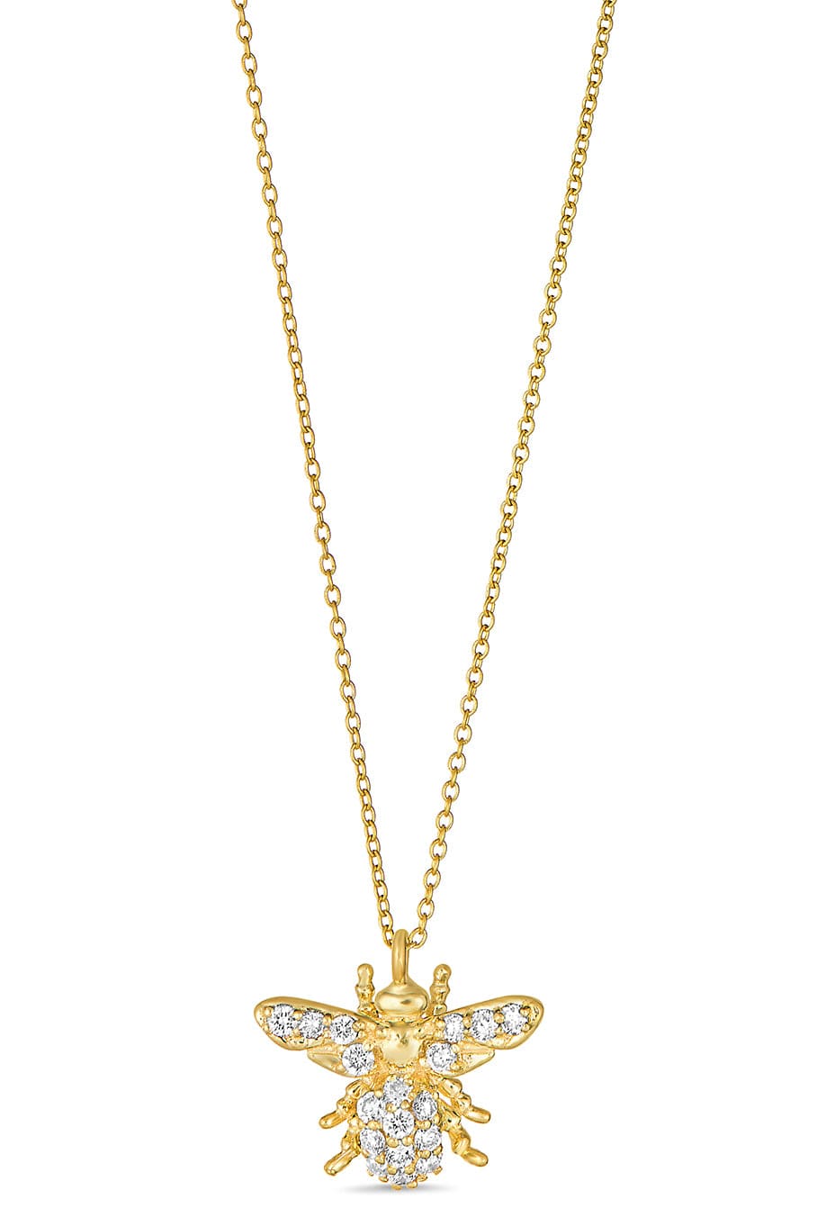 TANYA FARAH-Tree of Life Diamond Large Bee Necklace-YELLOW GOLD