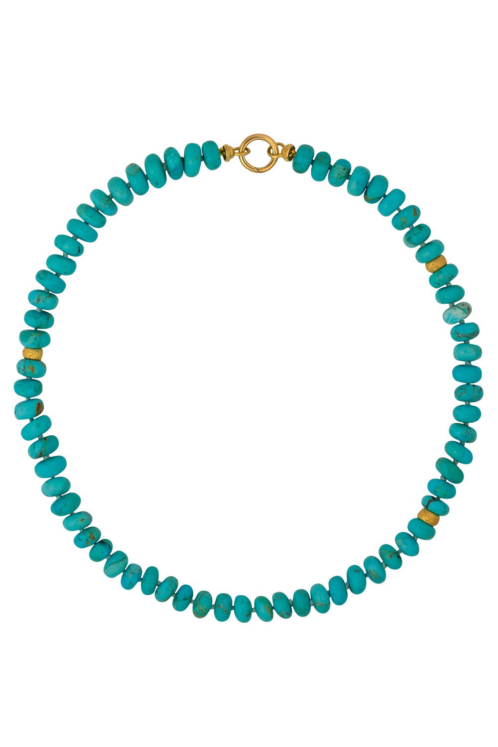 TANYA FARAH-Turqoise Beaded Charm Catcher Necklace-YELLOW GOLD