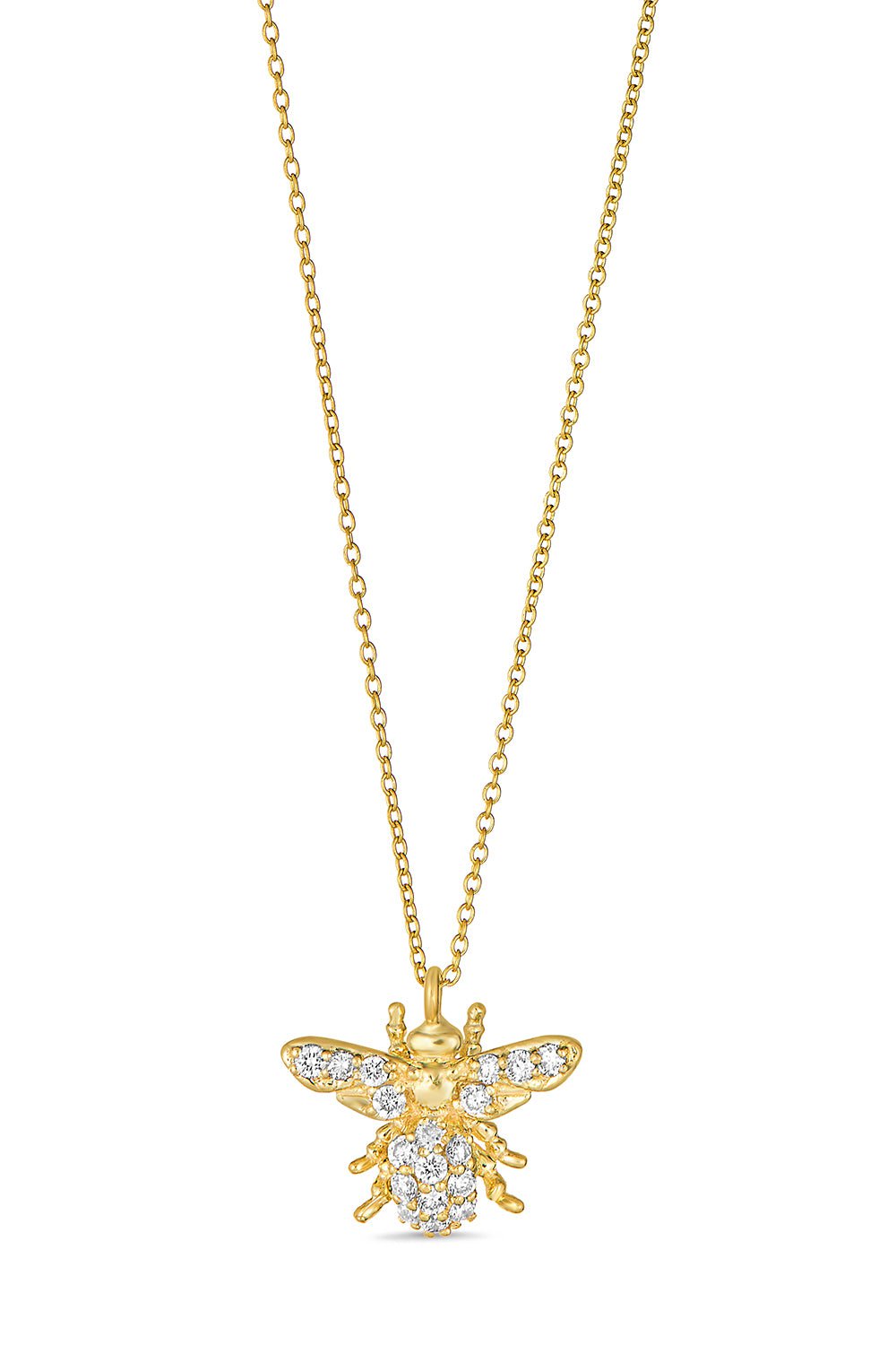 TANYA FARAH-Tree of Life Diamond Bee Necklace-YELLOW GOLD