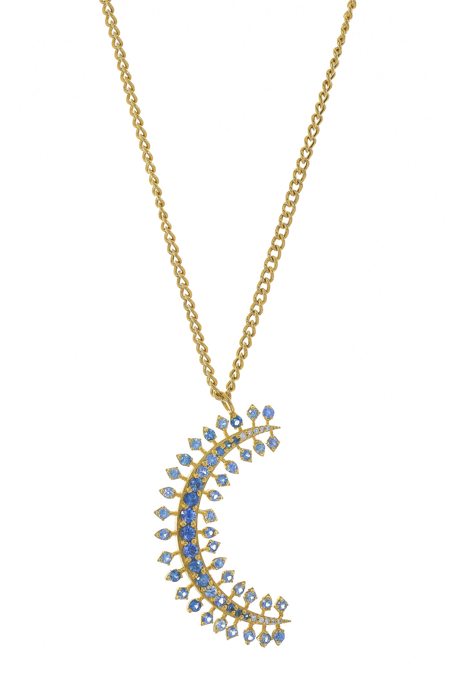 TANYA FARAH-Moonburst Blue Sapphire Necklace-YELLOW GOLD