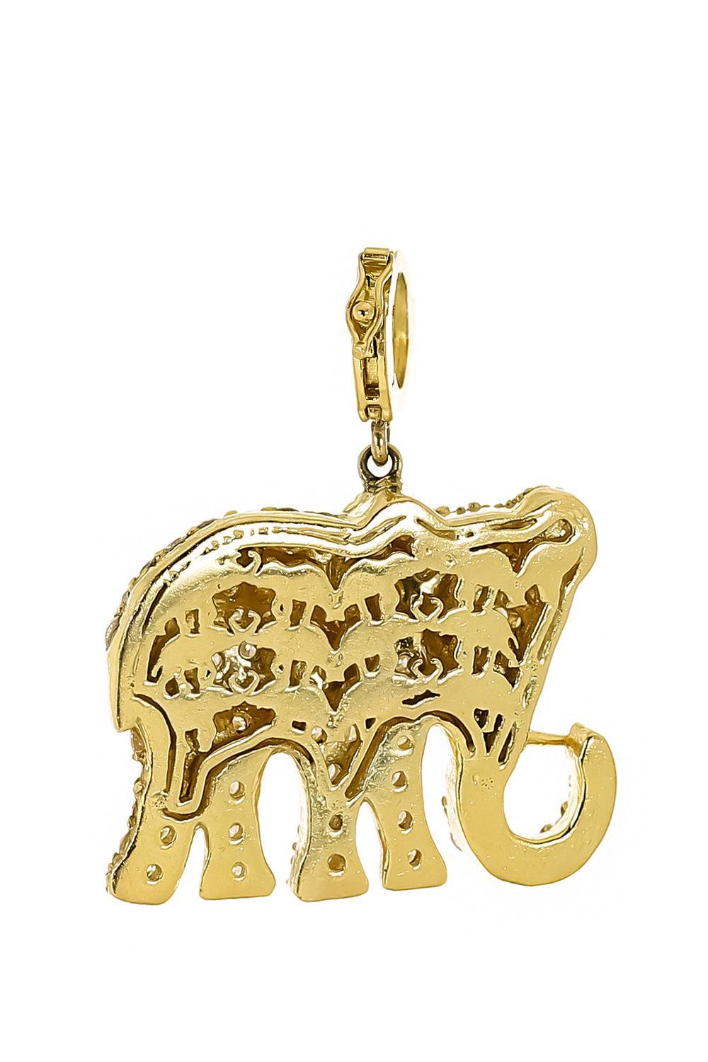 Diamond Large Majestic Elephant Charm-YELLOW GOLD-JEWELRYFINE JEWELPENDANT-TANYA FARAH