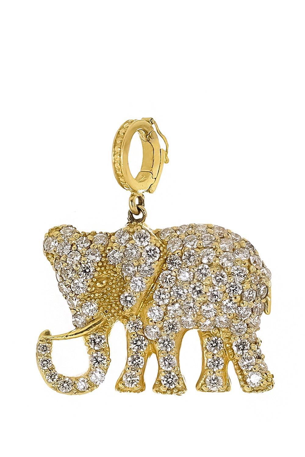 Diamond Large Majestic Elephant Charm-YELLOW GOLD-JEWELRYFINE JEWELPENDANT-TANYA FARAH