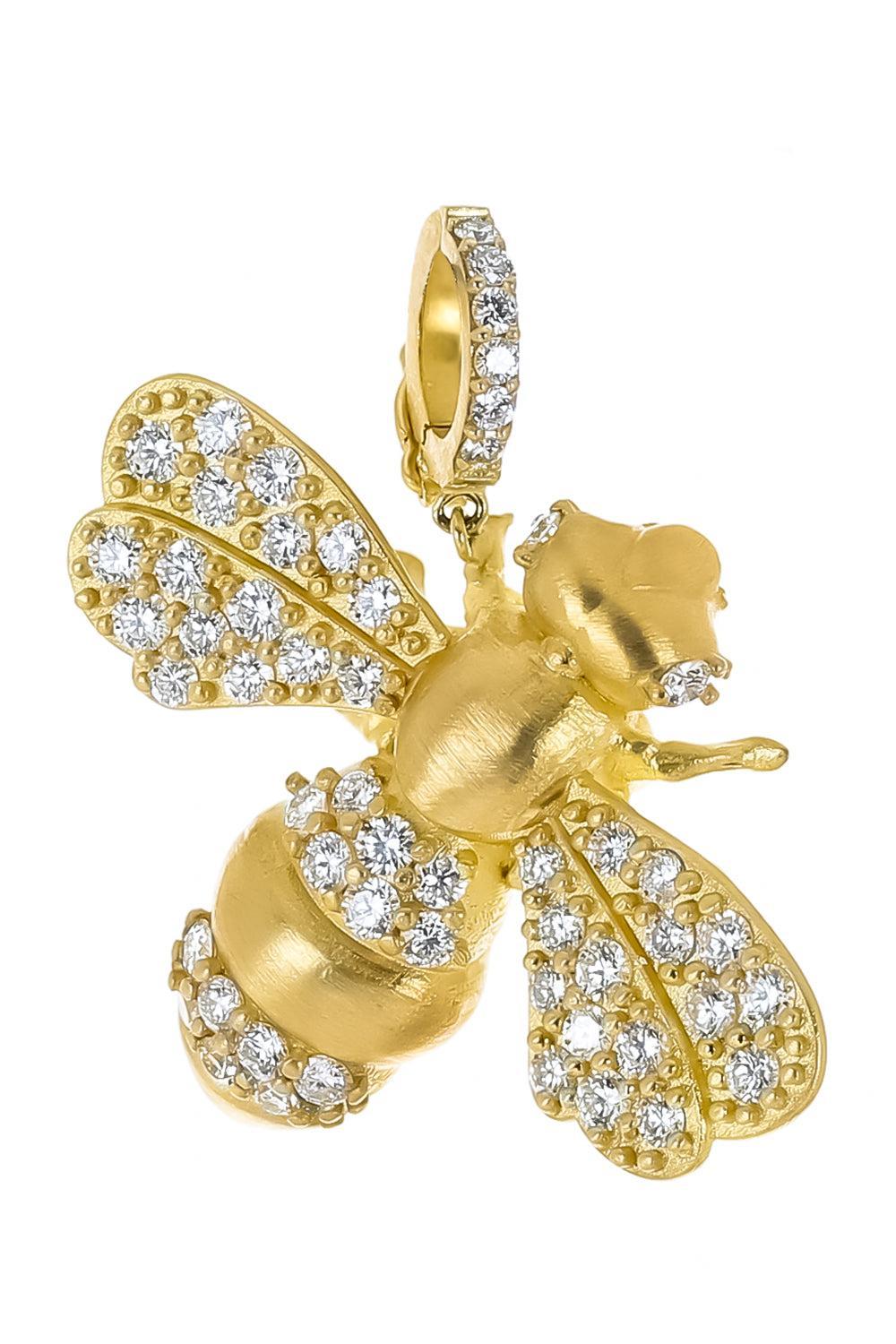Diamond XL Bee Charm-YELLOW GOLD-JEWELRYFINE JEWELPENDANT-TANYA FARAH