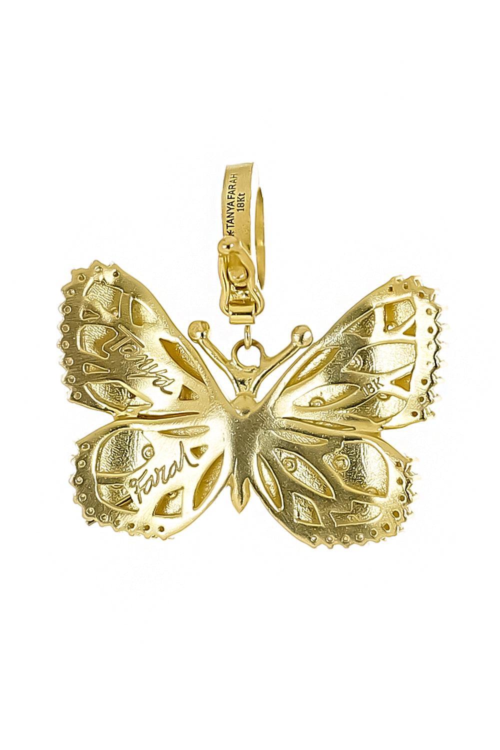Scattered Diamond Kissing Butterfly Charm-YELLOW GOLD-JEWELRYFINE JEWELPENDANT-TANYA FARAH